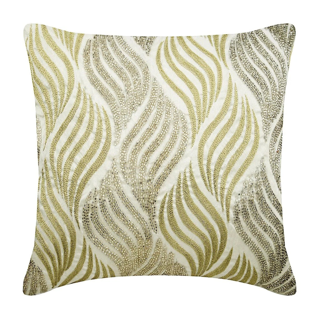 Decorative Sofa Pillow Cover White 16"x16", Bed Decor Cotton Abstract - Bijoux