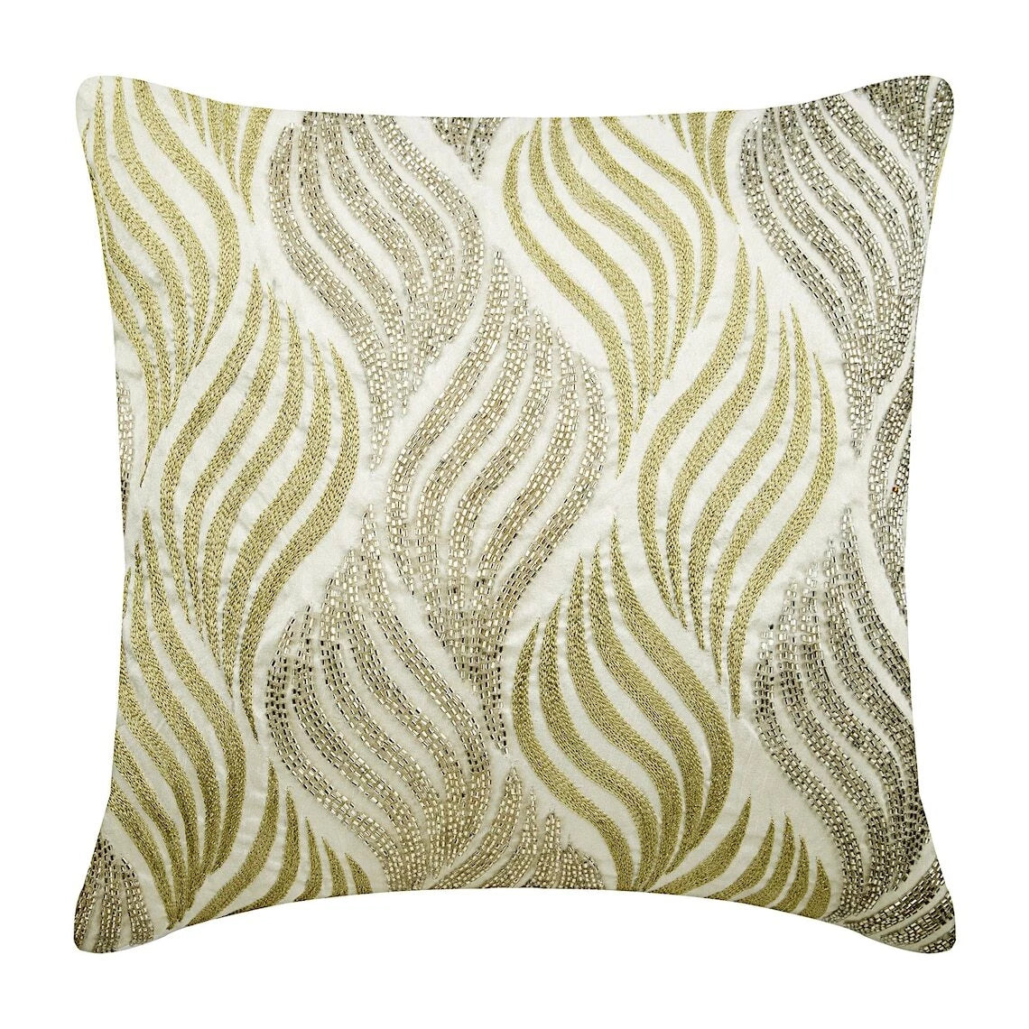 Decorative Sofa Pillow Cover White 16"x16", Bed Decor Cotton Abstract - Bijoux