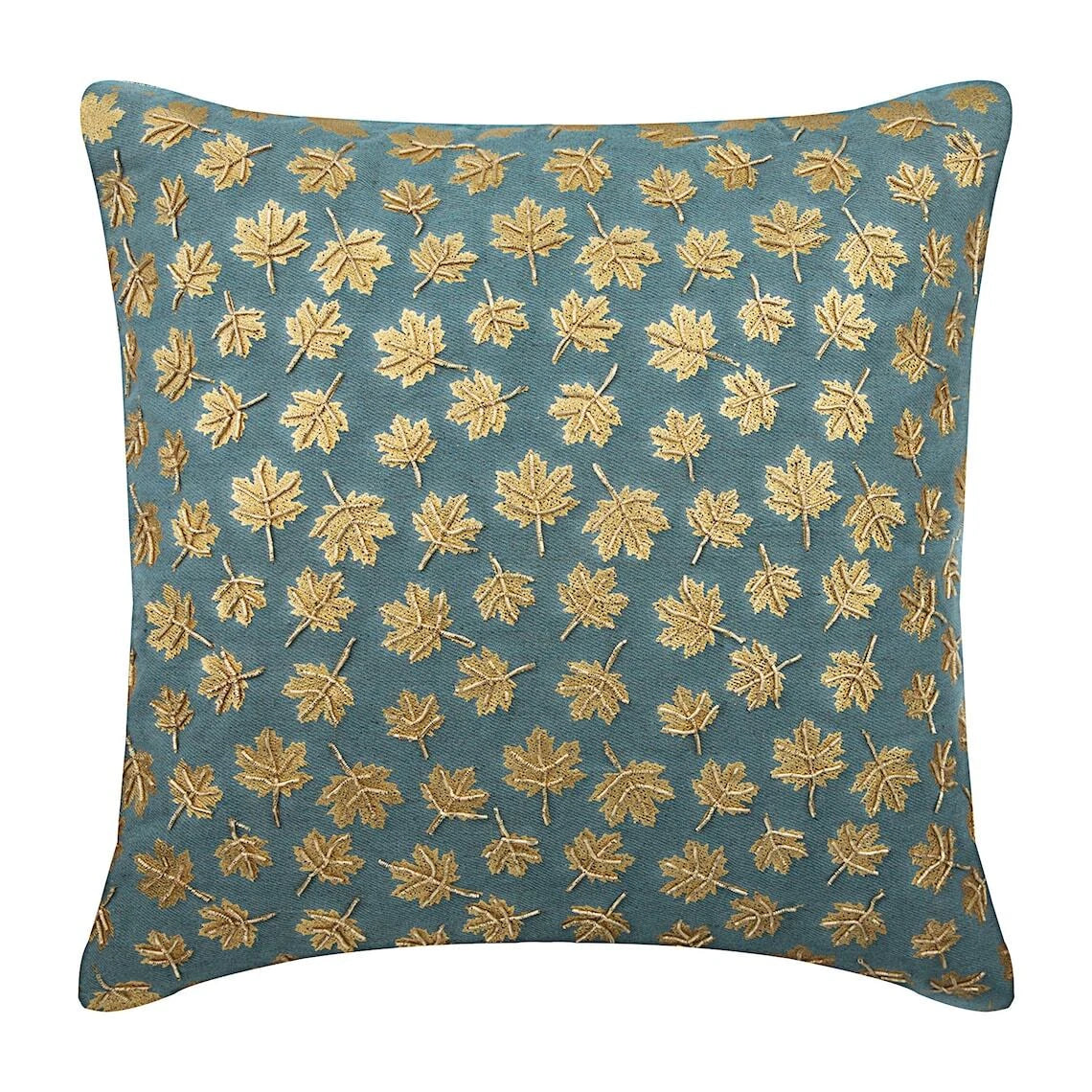 Decorative Sofa Cushion Case Blue 16"x16", Bed Decor Denim Fabric - Maple Gold