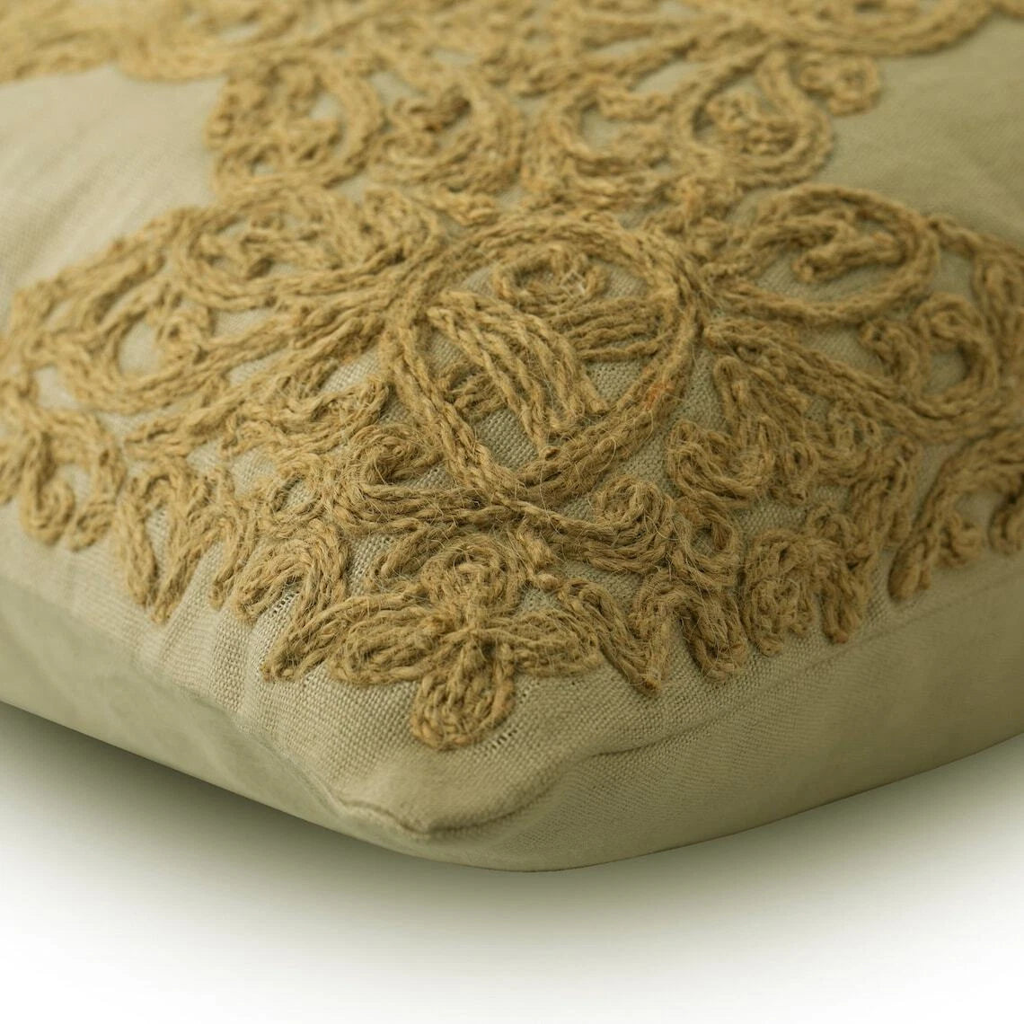Square Sofa Pillow Case Beige 16"x16", Bed Decor Linen Fabric - Jute Heritage
