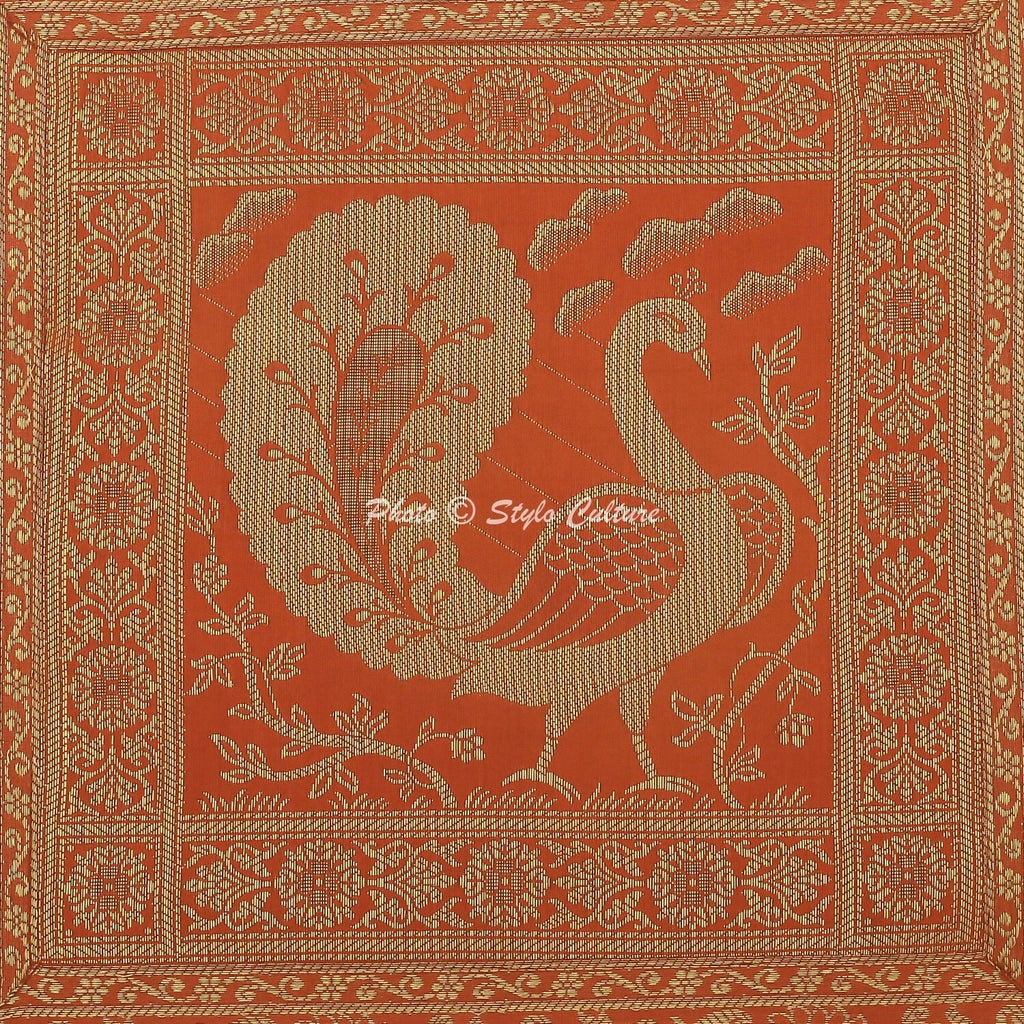 Indian Brocade Sofa Cushion Cover Handmade Peacock Pillow Case Cover Throw 12"