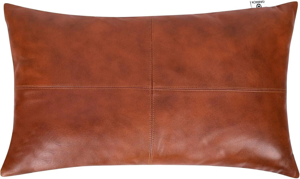 High-quality lambskin rectangular Tan Antique Plen Pillow Cover For Sofa Cushion