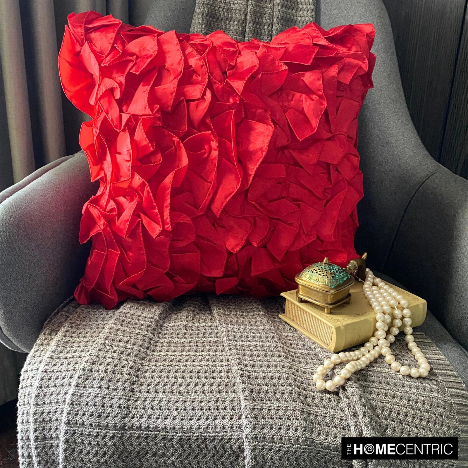 Decorative Sofa Pillow Case Red 16"x16", Bed Decor Satin Fabric - Vintage Reds