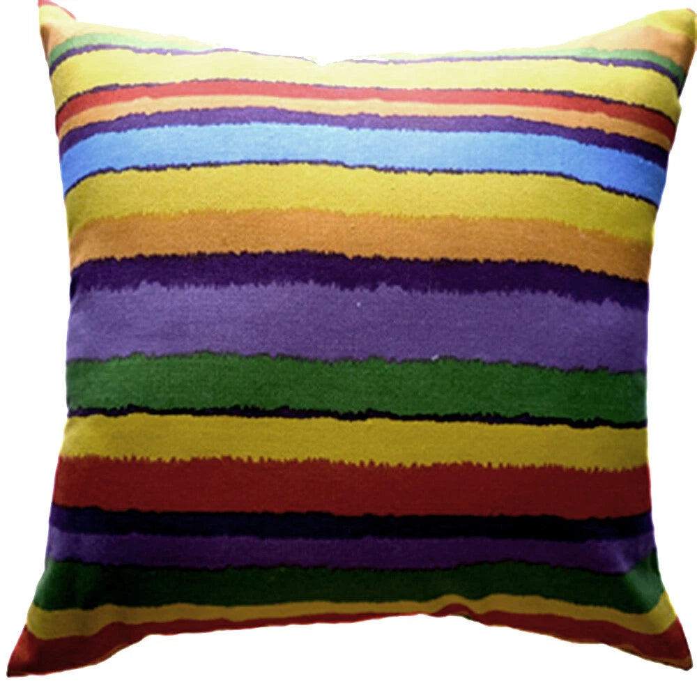 Tailor Made*COVER*Rainbow Strip Cotton Canvas Pillow Cushion Case Floor sofa*Ak3