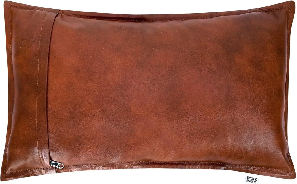 High-quality lambskin rectangular Tan Antique Box Pillow Cover For Sofa Cushion
