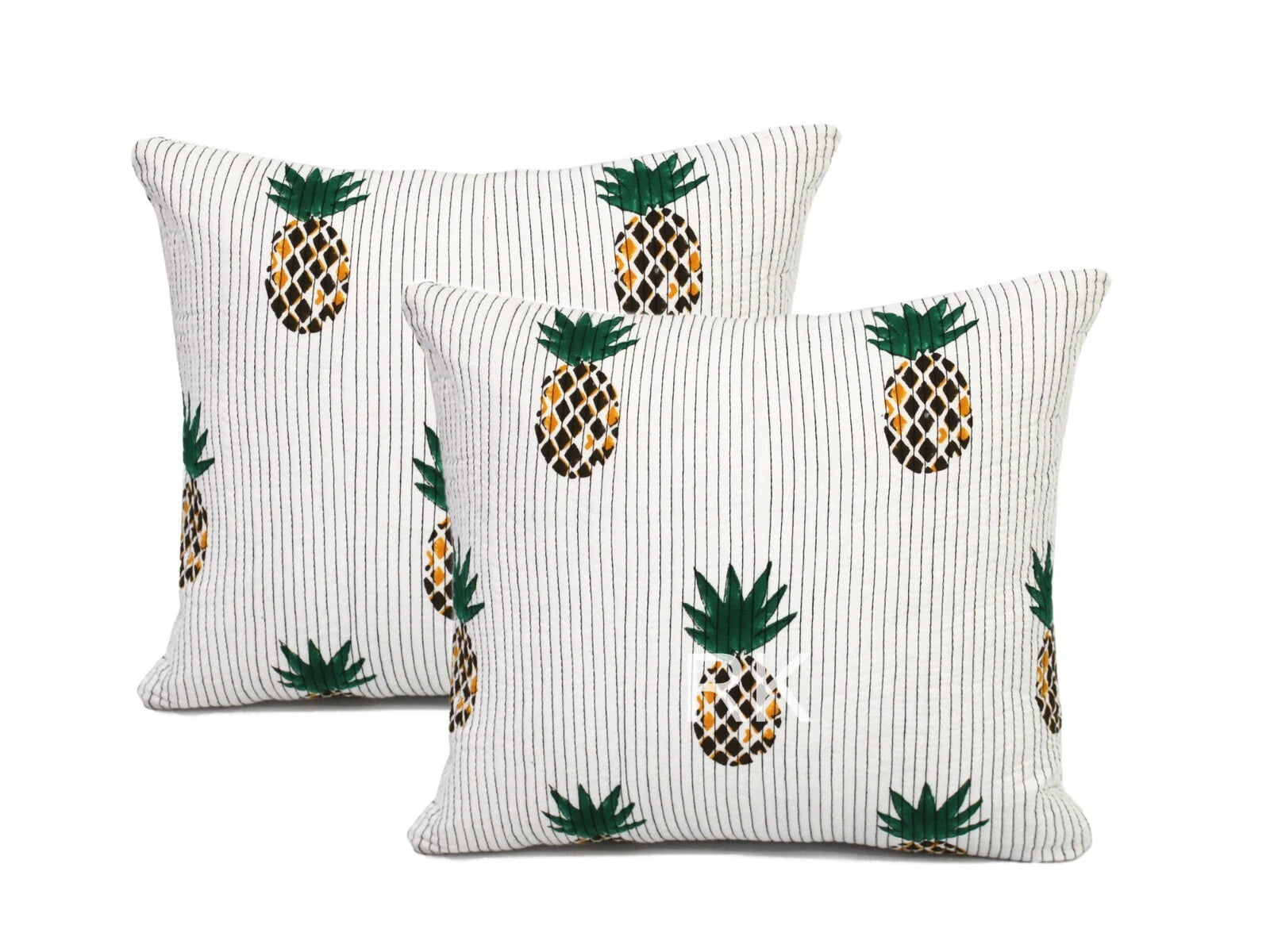 Quilted Pillow 2PC Set Pineapple Printed Pillow Cover Case Couch Cushion Cover