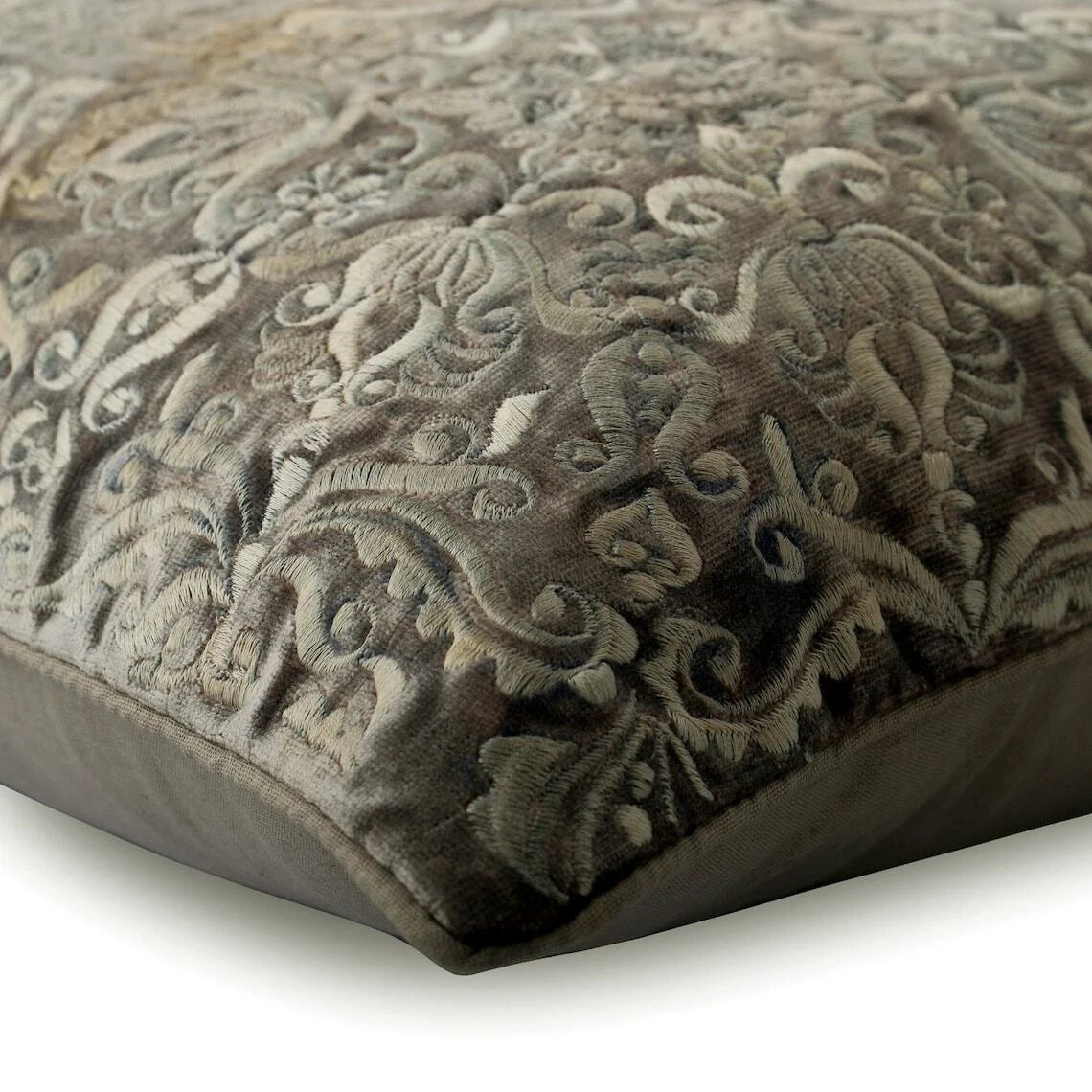 Couch Pillow Case Grey 16"x16", Bed Decor Velvet Embroidery - Mystic Dream