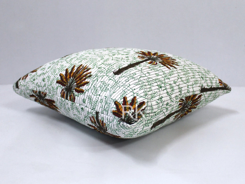 Square 2 PC Set Quilted Pillow Cover Case Couch Tree Printed Sofa Cushion Cover