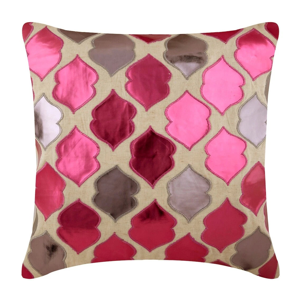 Couch Pillow Case Pink 16"x16", Bed Decor Faux Leather Pattern - Magic Potion