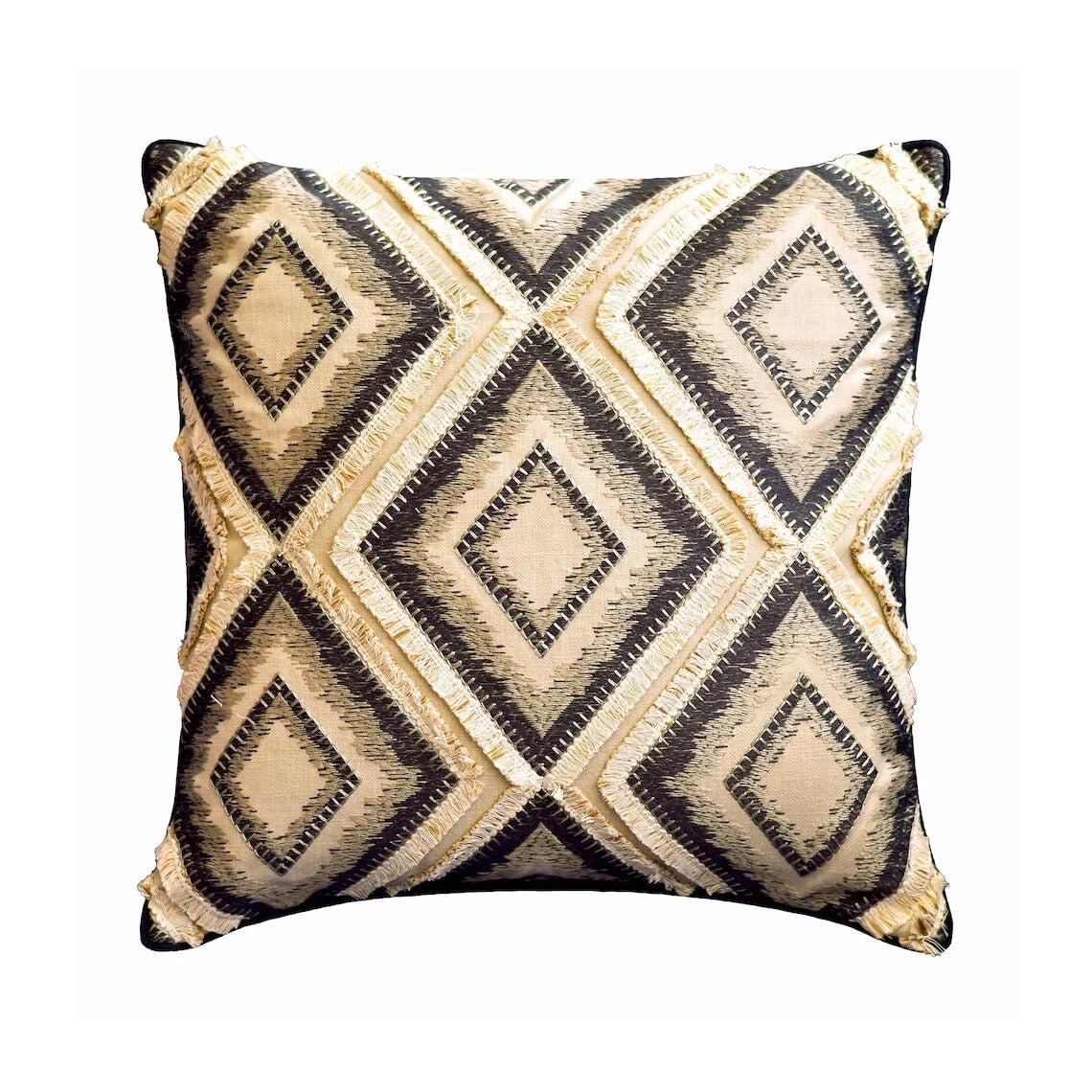 Square Couch Cushion Cover Ivory 16"x16", Bed Decor Cotton - Moroccan Flavor