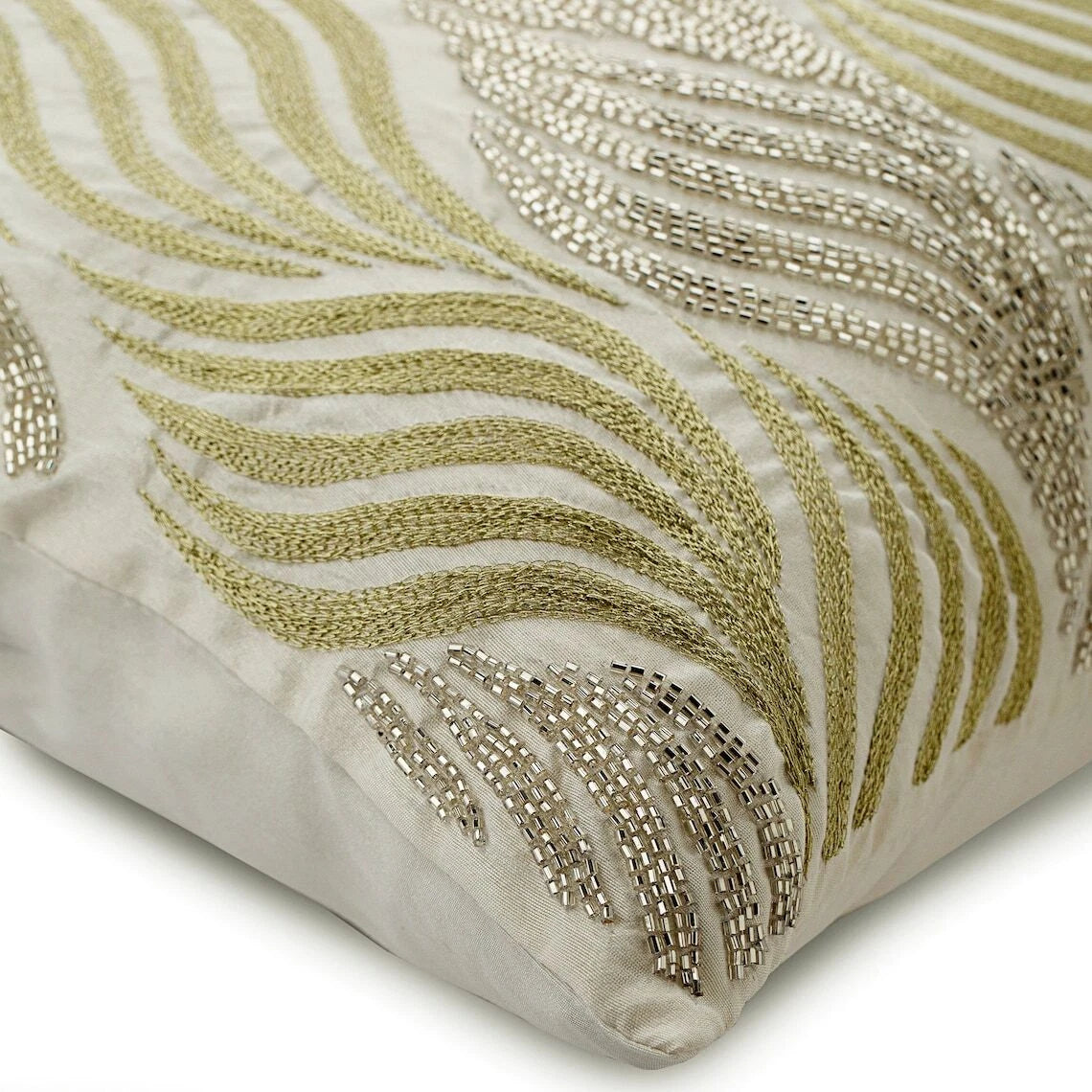 Decorative Sofa Pillow Cover White 16"x16", Bed Decor Cotton Abstract - Bijoux