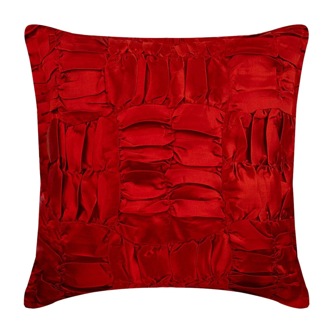Couch Pillow Cover Red 16"x16", Bed Decor Satin Solid Color - Dreamy Ruby Red