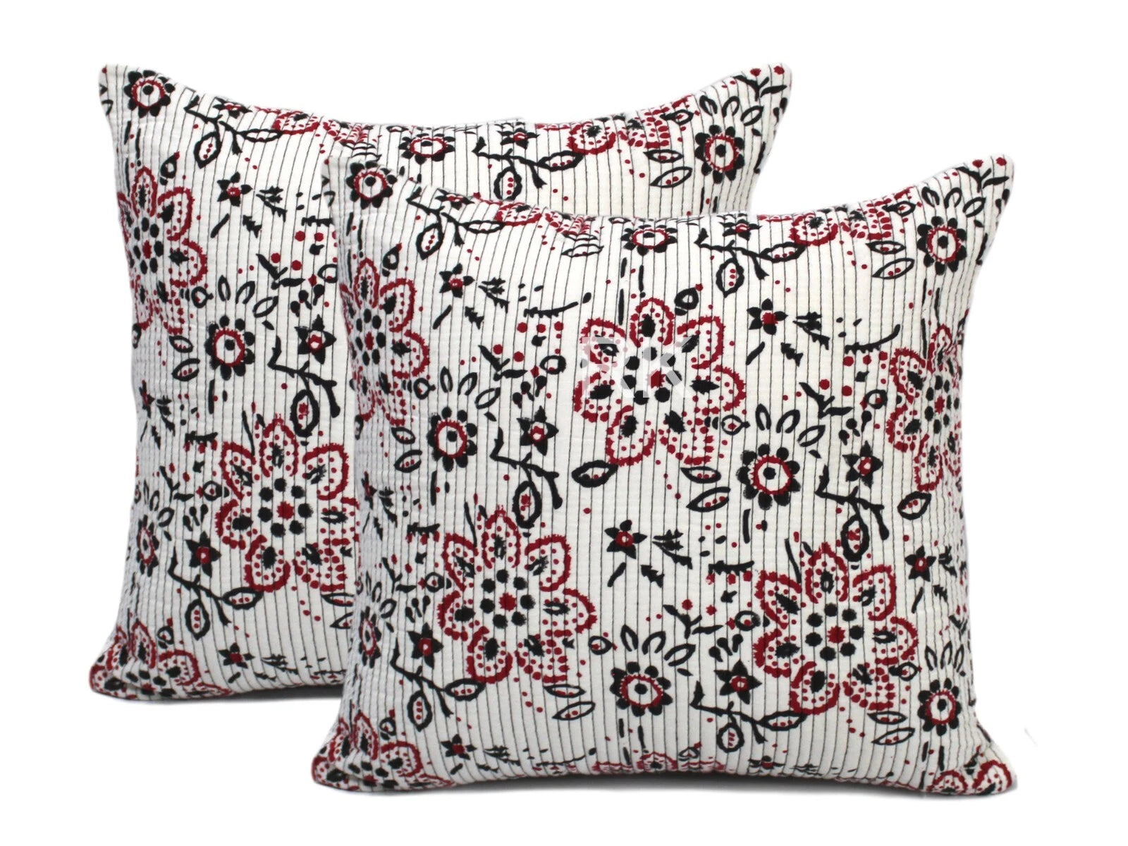 Pair Set Quilted Pillow Cover Case Couch Floral Cushion Cover Home Decorative
