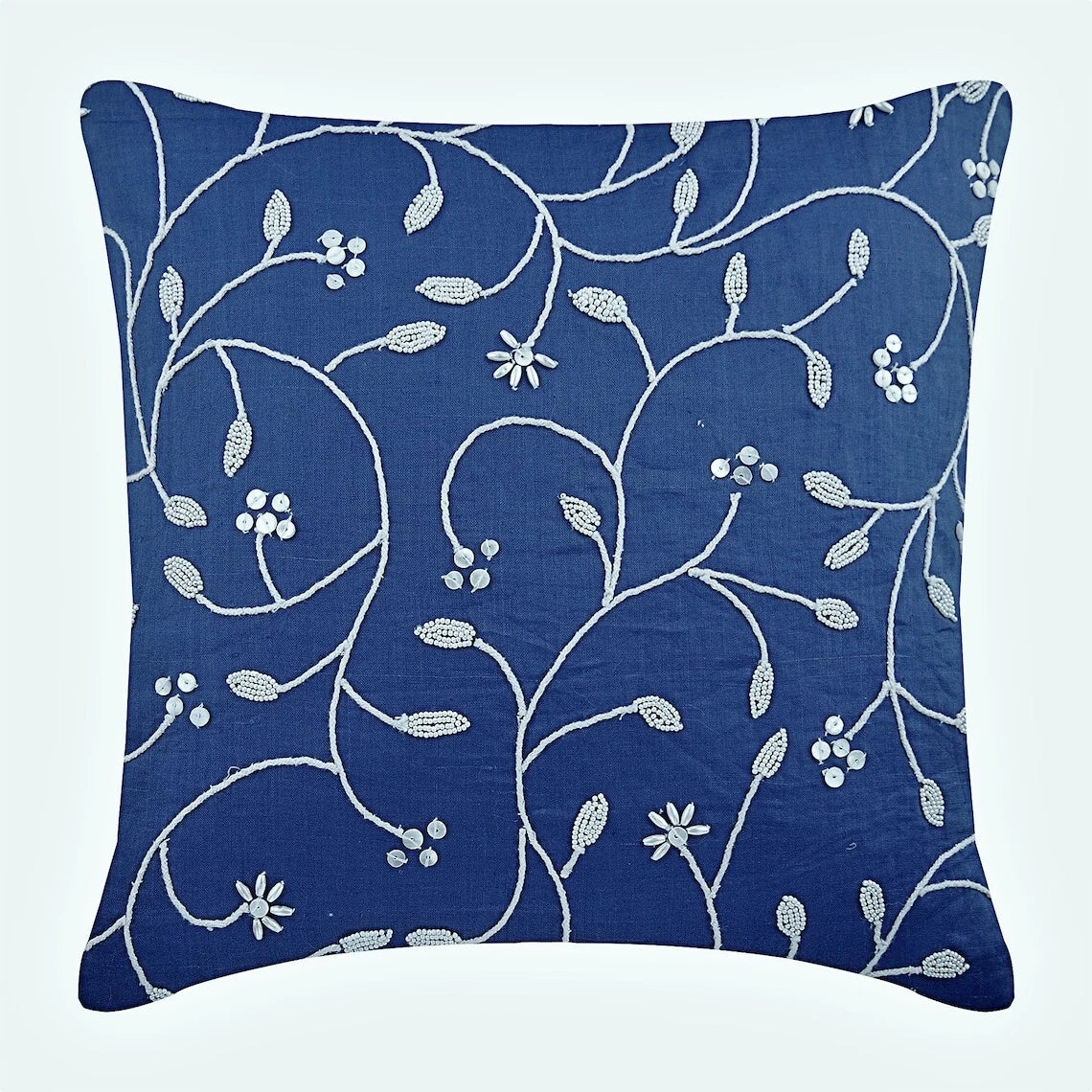 Decorative Sofa Cushion Case Blue 16"x16", Bed Decor Cotton - Day Dreamer