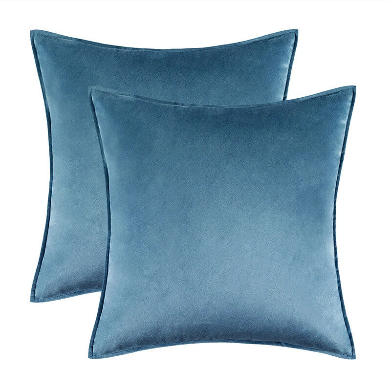New 18" 20" 24" Velvet Piped Solid Cushion Cover Pillow Case Home Sofa Bed Decor