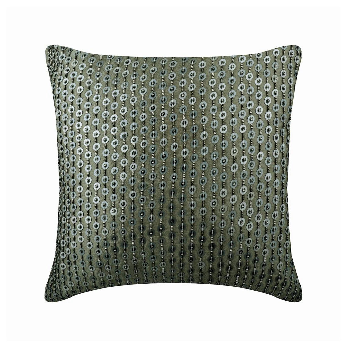 Square Sofa Pillow Cover Silver 16"x16", Bed Decor Silk Fabric - Silver Duex