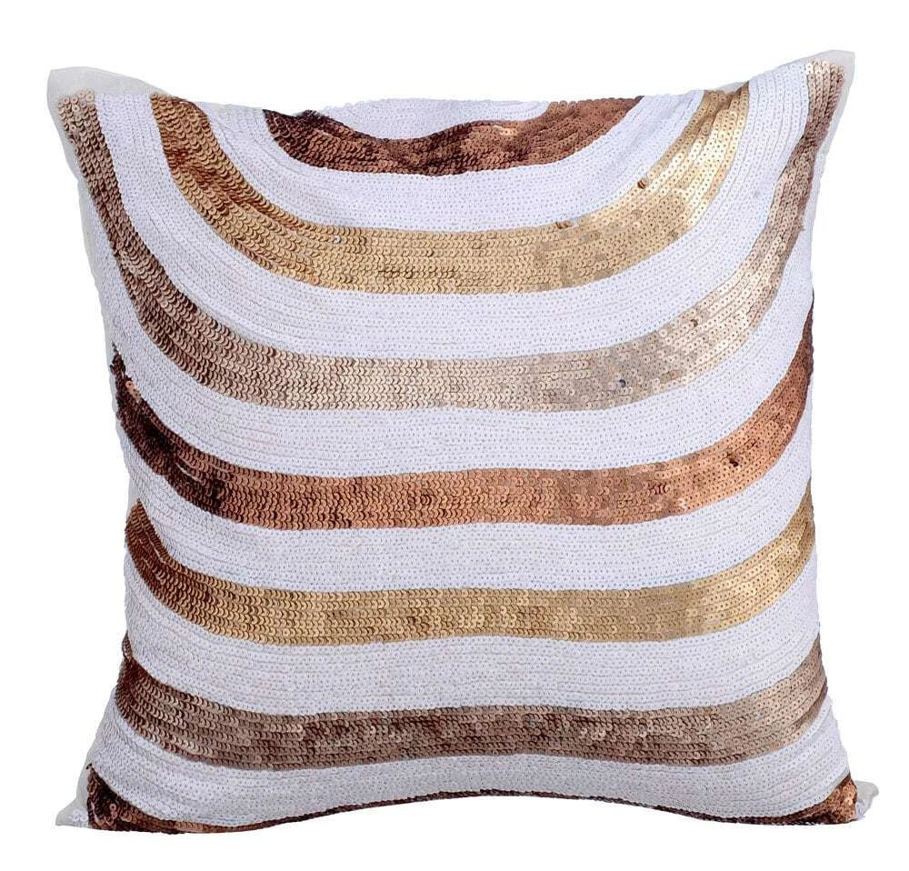 Decorative Couch Cushion Case White 16"x16", Bed Decor Silk Abstract - Alchemy
