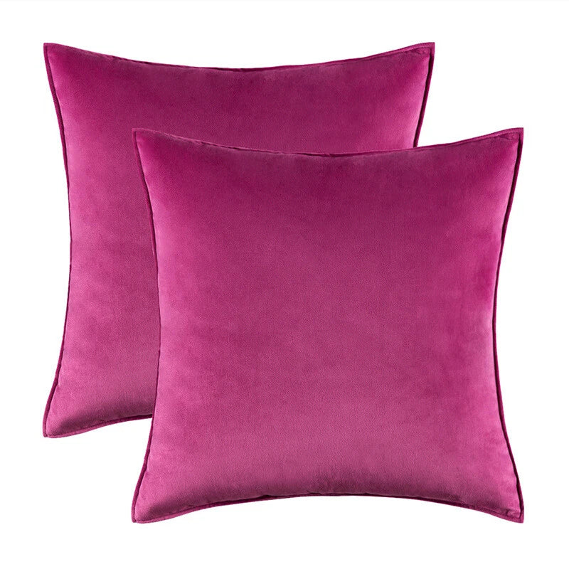 New 18" 20" 24" Velvet Piped Solid Cushion Cover Pillow Case Home Sofa Bed Decor