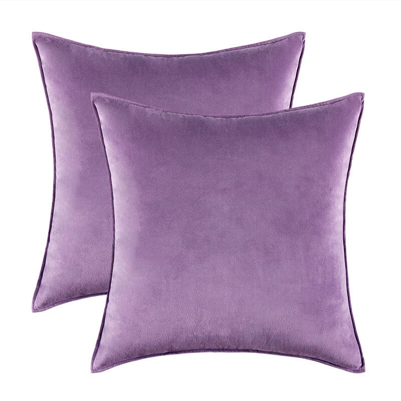 New 18" 20" 24" Velvet Piped Solid Cushion Cover Pillow Case Home Sofa Bed Decor