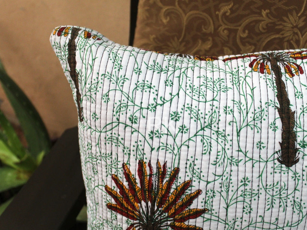 Square 2 PC Set Quilted Pillow Cover Case Couch Tree Printed Sofa Cushion Cover