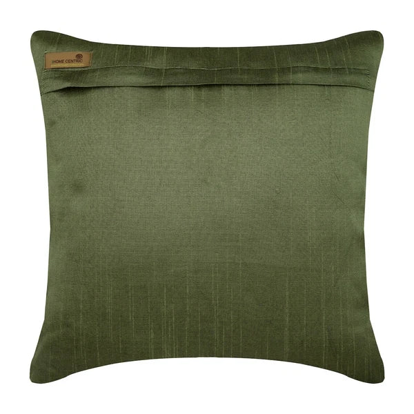 Sofa Cushion Cover Green 16"x16", Bed Decor Silk Geometric - Tarnished Gold