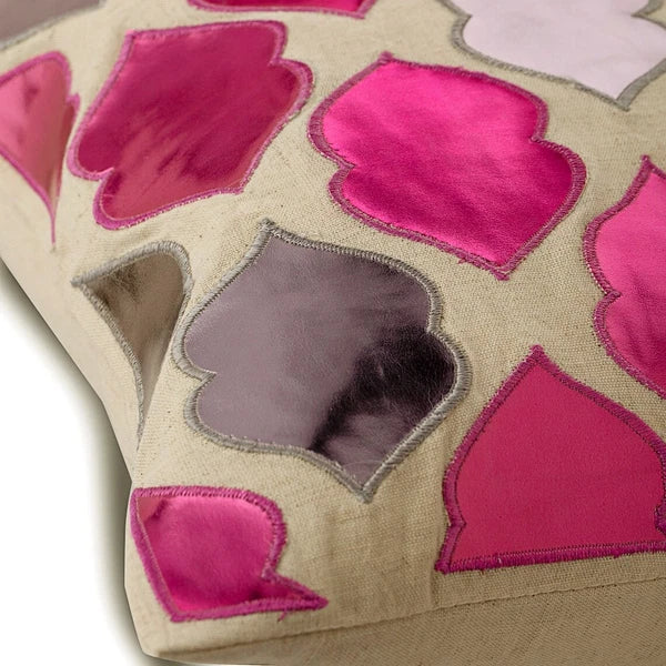 Couch Pillow Case Pink 16"x16", Bed Decor Faux Leather Pattern - Magic Potion