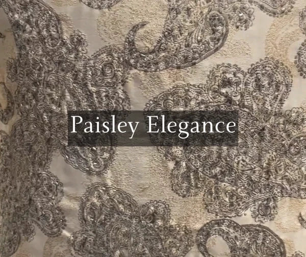 Couch Pillow Case Grey 16"x16", Bed Decor Silk Abstract - Paisley Elegance
