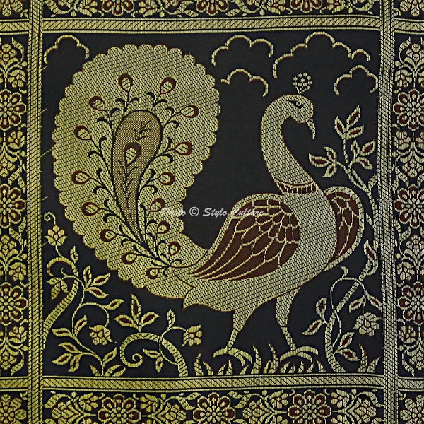 Indian Brocade Sofa Cushion Cover Handmade Peacock Pillow Case Cover Throw 12"