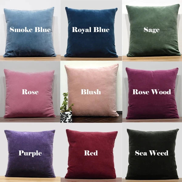 "Lumbar Velvet Cushion Cover – Soft Cotton Throw Pillow Case for Sofa/Bed"