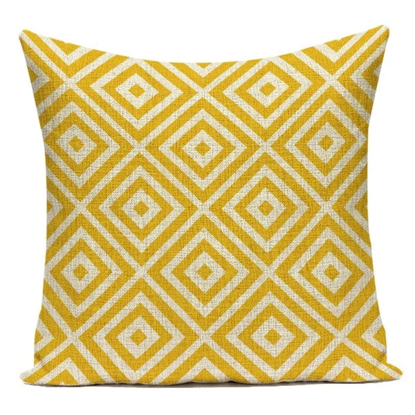 Geometry Cushion Cover Yellow Black Letter Modern Simple Pillowcase for Sofa Bed