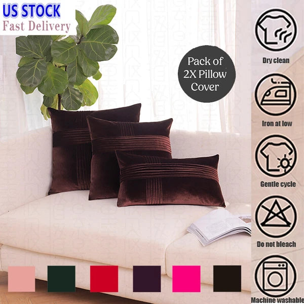 18x18" Velvet Throw Pillow Cover Sofa Car Throw Cushion Covers Home Decor 2 pk