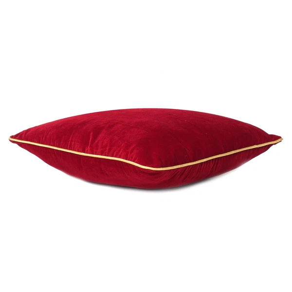 Maroon Velvet Pillowcase Couch Cushion Cover with Zipper Closure Piping Edge
