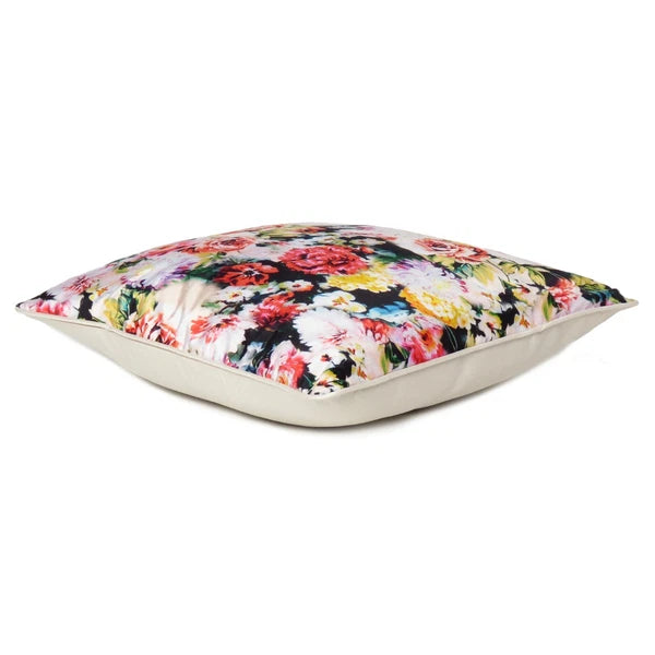 Multi Floral Print Soft Velvet Cushion Cover Sofa Pillowcase with Zipper Closure