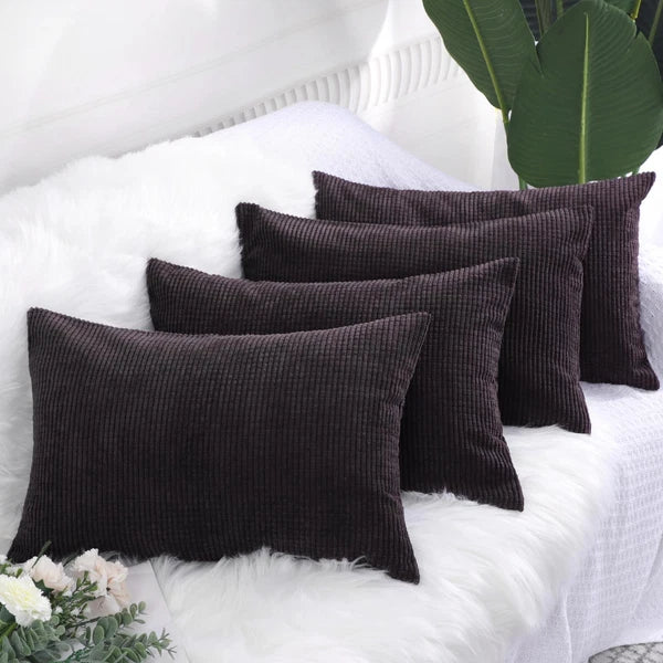 Set of 4 Corduroy Waist Throw Pillow Case Cushion Covers Home Sofa Bed
