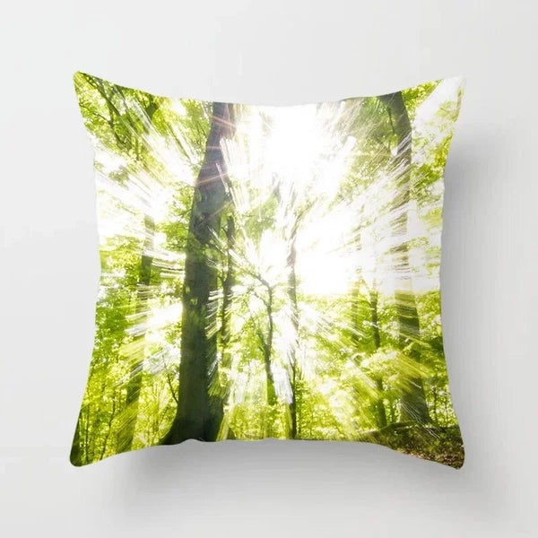 Forest Sunshine Scenery Printed Pillowcase Living Room Sofa Bed Home Decoration