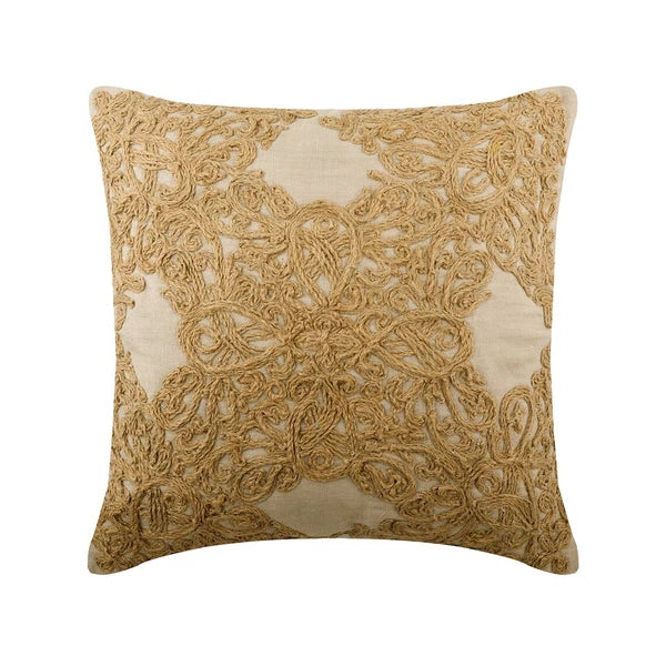 Square Sofa Pillow Case Beige 16"x16", Bed Decor Linen Fabric - Jute Heritage