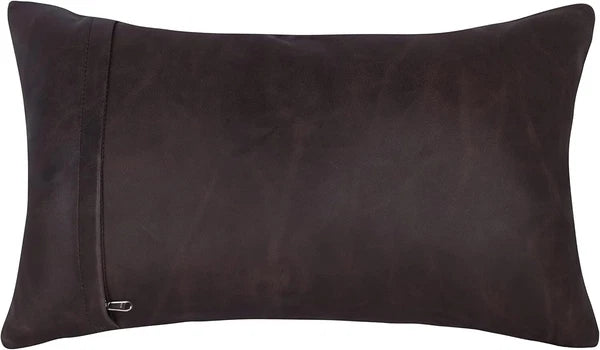 Designer Rectangular Leather Brown Crunch Plain Pillow Cover For Sofa Cushion
