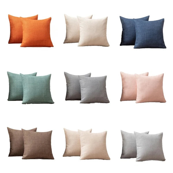 2 Packs Linen Cotton Cushion Cover Home Sofa Car Bed Office Throw Pillowcase