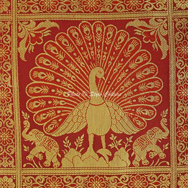 Indian Peacock Brocade Cushion Cover Handmade Sofa Pillow Case Cover Throw 12"