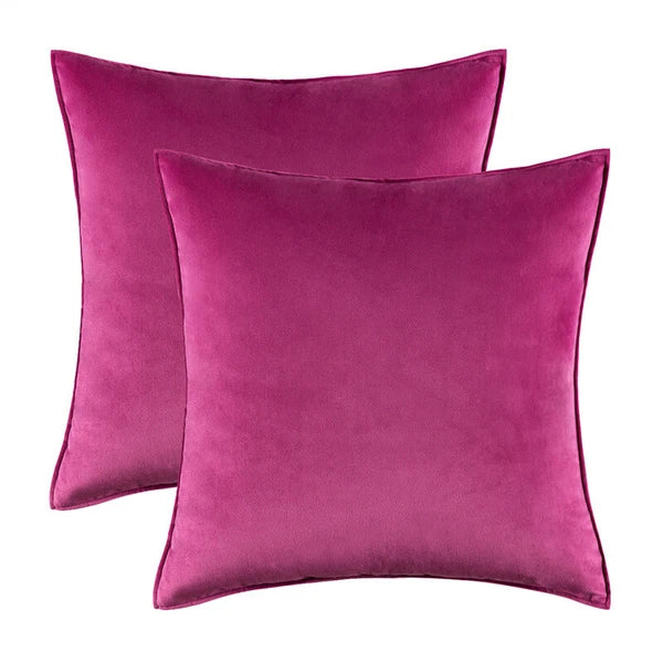 New 18" 20" 24" Velvet Piped Solid Cushion Cover Pillow Case Home Sofa Bed Decor
