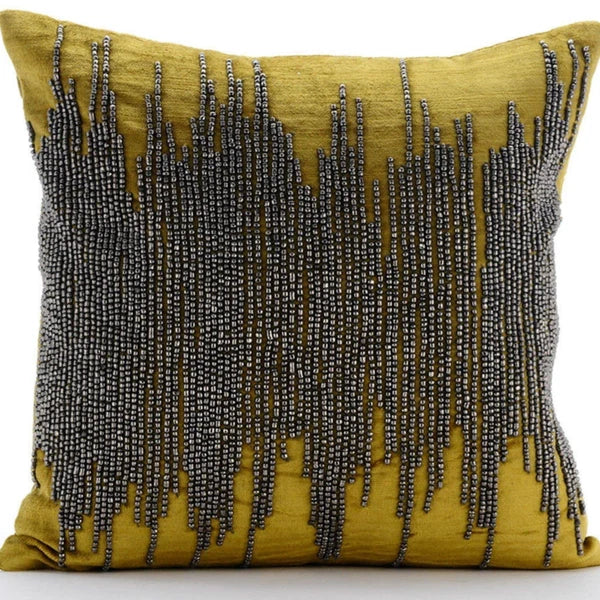 Decorative Sofa Cushion Case Green 16"x16", Bed Decor Velvet - Chartreuse Spill