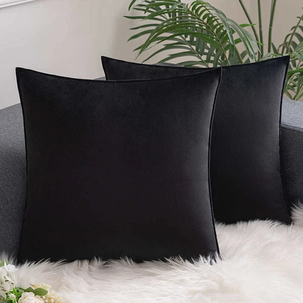 New 18" 20" 24" Velvet Piped Solid Cushion Cover Pillow Case Home Sofa Bed Decor