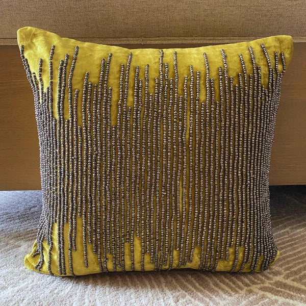 Decorative Sofa Cushion Case Green 16"x16", Bed Decor Velvet - Chartreuse Spill