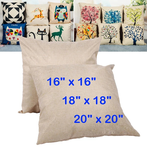 16"/18"/20" Linen Sublimation Blank Pillow Case Throw Cushion Cover Home Sofa