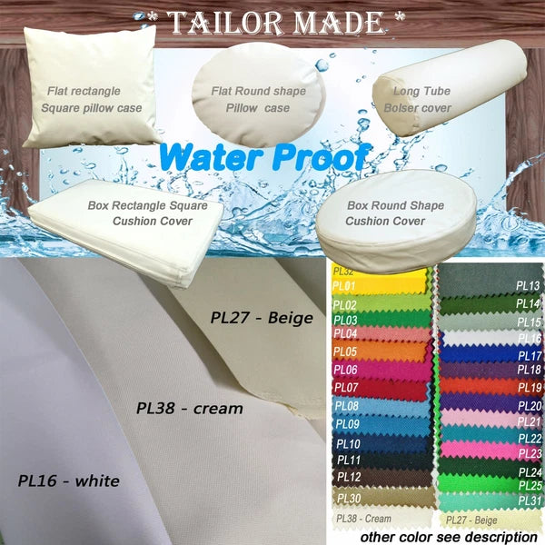 PL38-TAILOR MADE Cre-White Outdoor Waterproof Sun Umbrella Patio sofa seat cover