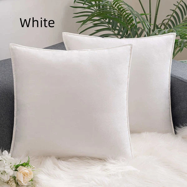 New 18" 20" 24" Velvet Piped Solid Cushion Cover Pillow Case Home Sofa Bed Decor