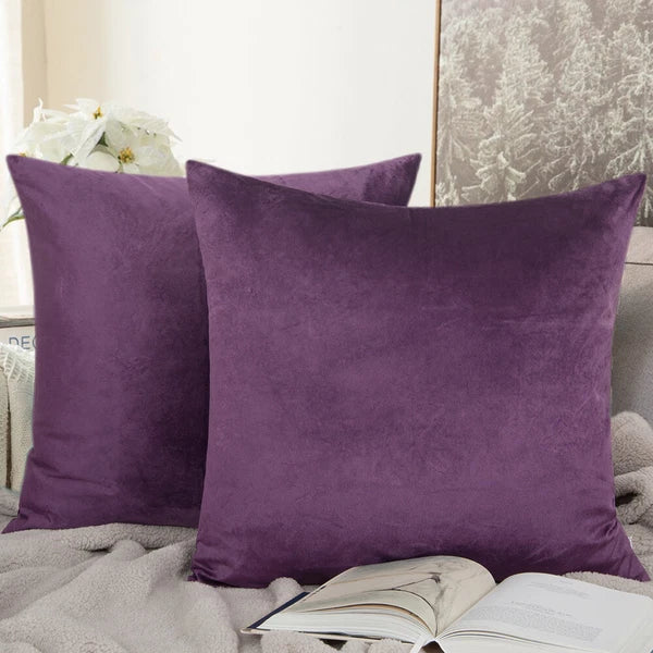 Pack of 2 Velvet Euro Square Throw Pillow Covers Sofa Home Decor Cushion Cover