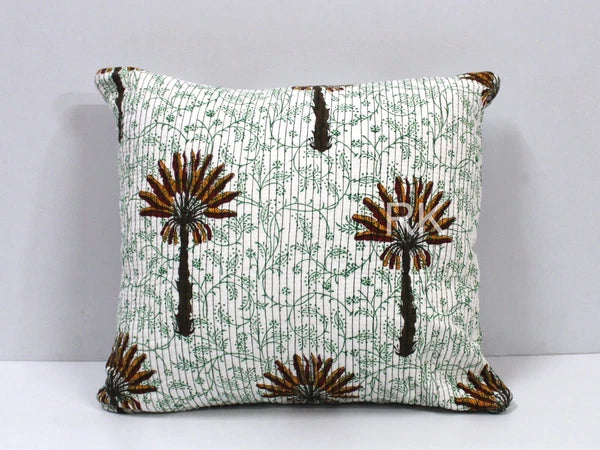 Square 2 PC Set Quilted Pillow Cover Case Couch Tree Printed Sofa Cushion Cover