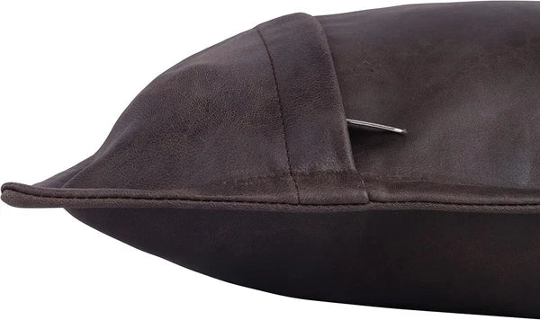 Designer Rectangular Leather Brown Crunch Box Pillow Cover For Sofa Cushion