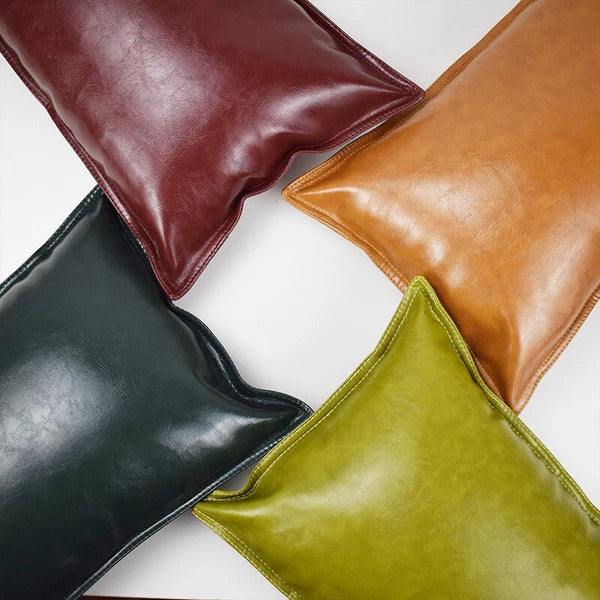 Faux Leather Throw Pillow Case Square Luxury Cushion Covers Bar Sofa Home Decor